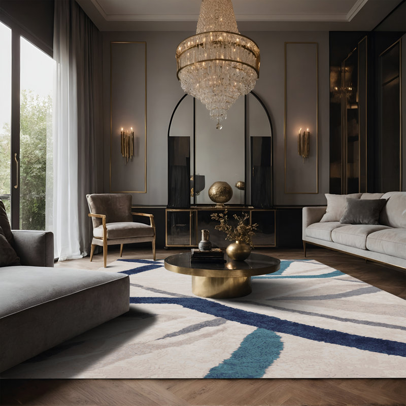 Tapis beige soyeux et moelleux, Rectangle 2 pi x 3 pi