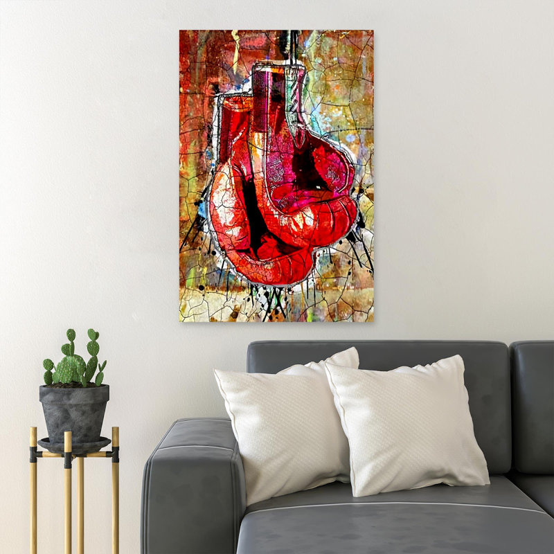 Red Boxing Gloves - 1 pièce, impression sur toile, H 20 po x l 16 po x P 2 po