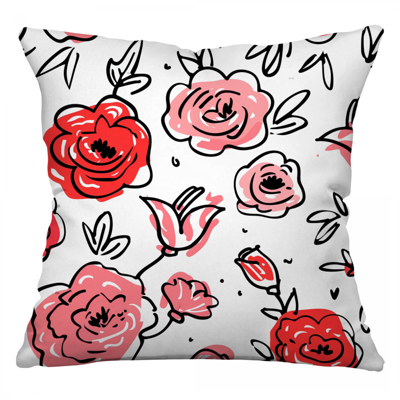 Coussin Roses, Carré 14 po