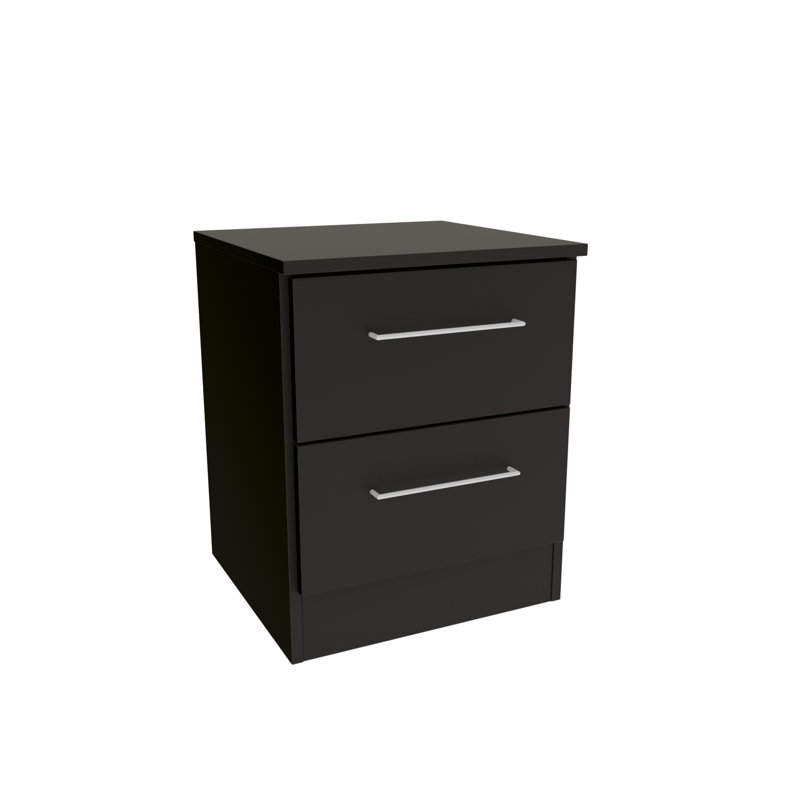 Keithrick Modern 2-Drawer Nightstand Set (2) - Bedside Tables - W15.7" Each, Black