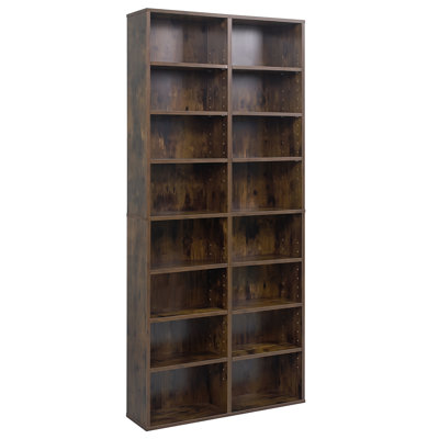1 PCS 16-Cube Bookcases CD Storage Rack 54" Freestanding Display Cabinet with 12 Adjustable Shelves Brown