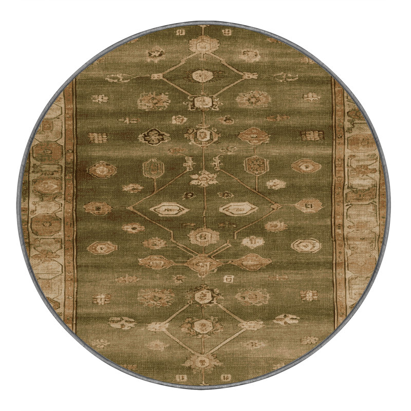Machine Washable Overdyed Brown Area Rug, Round 5'