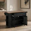 Îlot de cuisine mobile de 54 po avec porte vitrée, prise de courant et tablettes ouvertes, chariot de cuisine roulant avec porte-serviettes, support à épices et porte-couteaux, table de préparation fonctionnelle pour la cuisine, la salle à manger-2083051939
