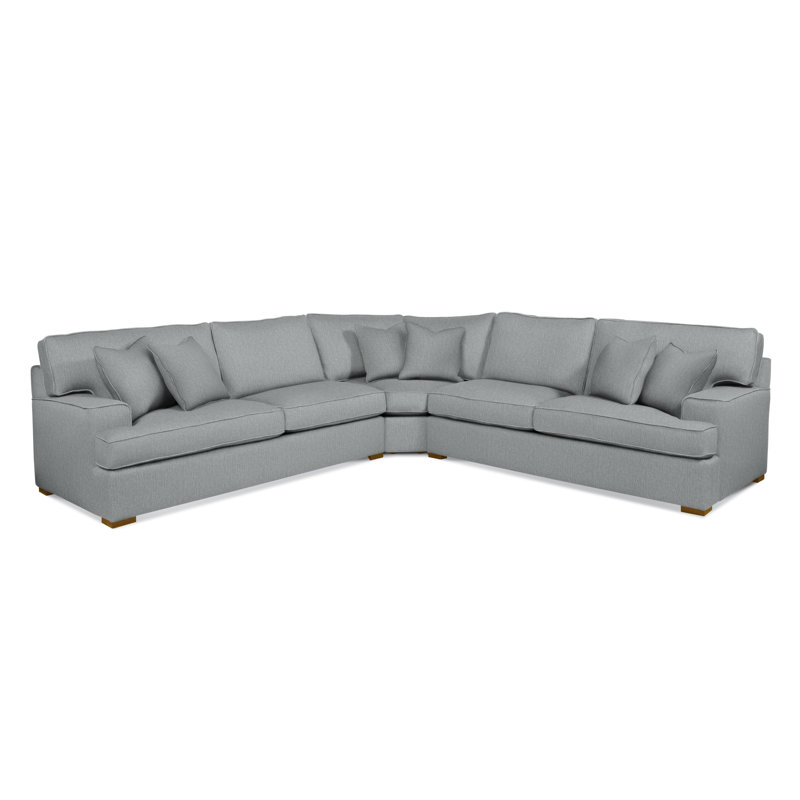 Sadie L-Sectional, Havana Finish, Light Blue Performance Fabric; 0851-55
