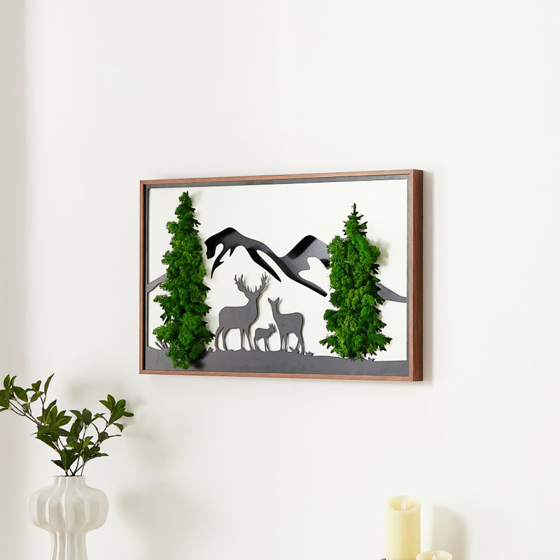 Deer Metal Art Moss Wall Decor