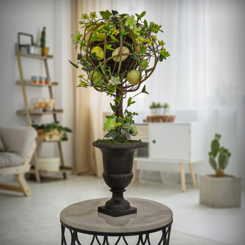 18'' Artificial Flowering Topiary in Urn