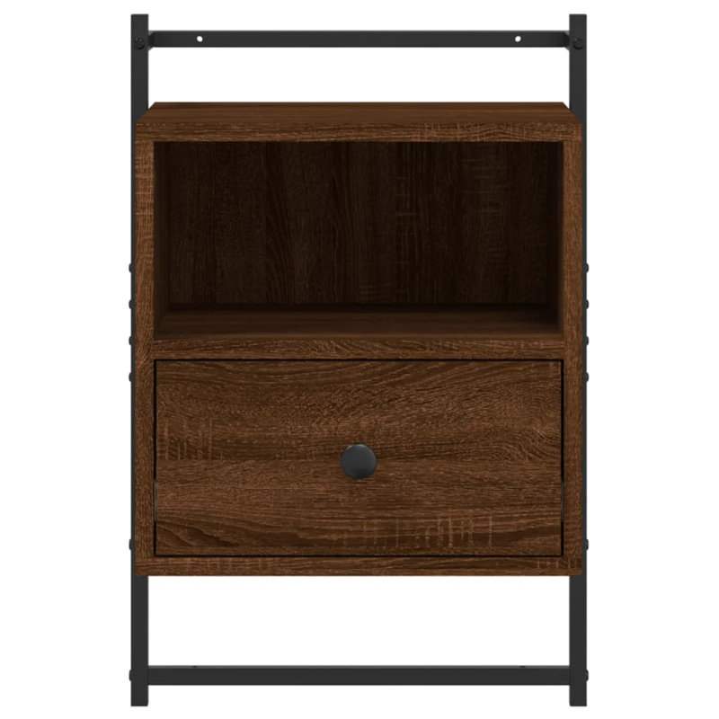 40cm W Manufactured Wood Bedside Table, Brown Oak