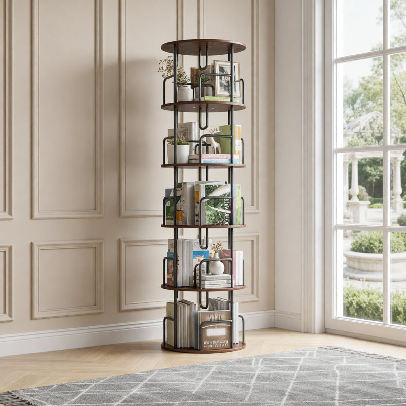Bibliothèque rotative pivotante à 5 niveaux avec bibliothèque rotative à 360 degrés pour un rangement et une présentation peu encombrants dans n'importe quelle pièce