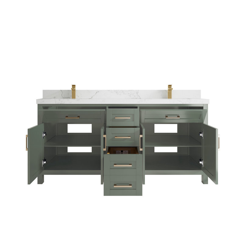 Cambridge 72'' Double Bathroom Vanity with Top, Calacatta Nuvo