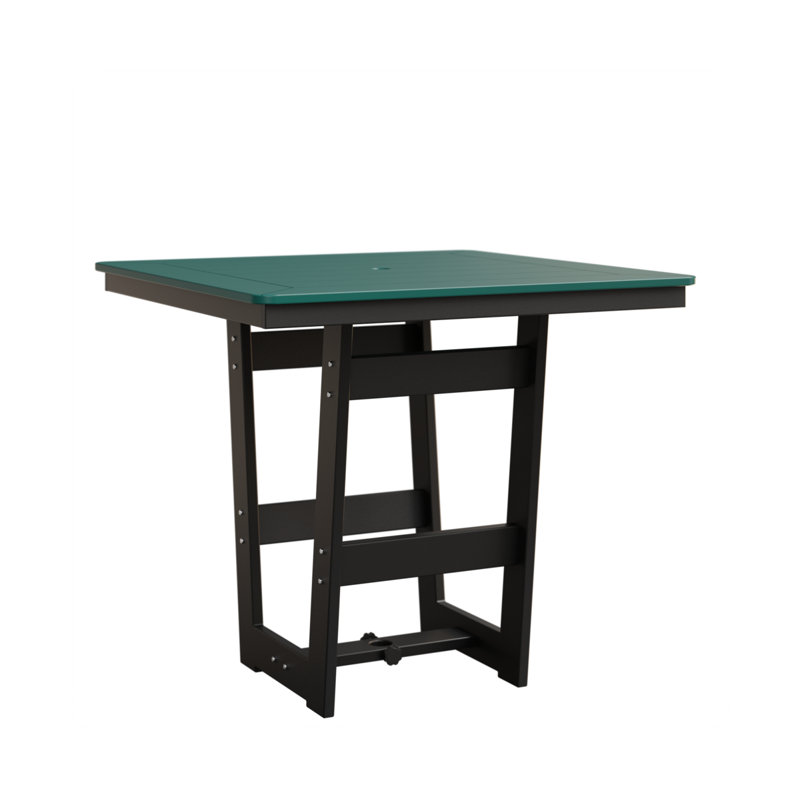 Hudson Outdoor Square Bar Table, Matte Black, Teal