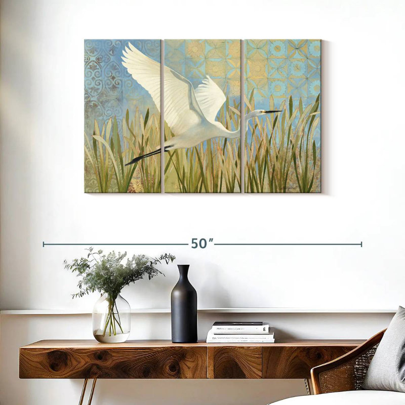 Snowy Egret In Flight, 24" H x 38" W