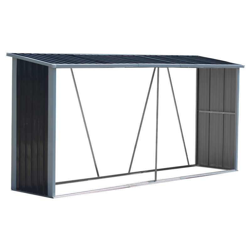 Ataja 11ft. W x 3ft. D Metal Log Store, Black/White