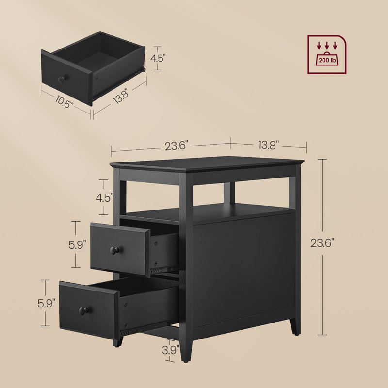 Andru 2 - Drawer End Table, Black