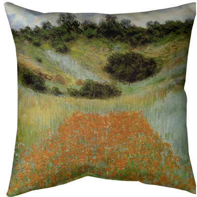 Claude Monet Leather/Suede Reversible Throw Pillow