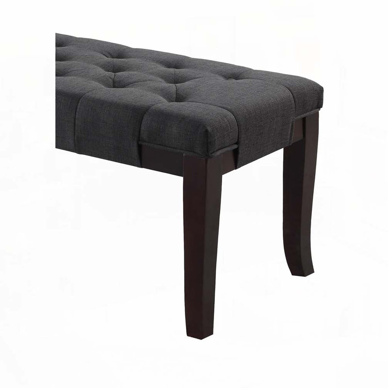 Upholstered Tufted Dining Bench, Gray
