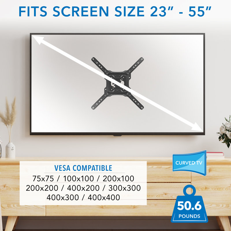Mount-It! Full Motion Tv Wall Mount With Gas Spring Arm, Fits 23 - 55 In. Screens