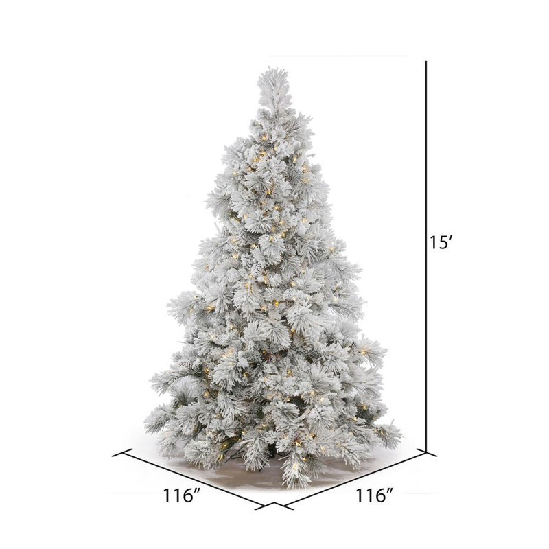 Vickerman Flocked Alberta Artificial Christmas Tre Lighted Artificial Spruce Christmas Tree, 15' H