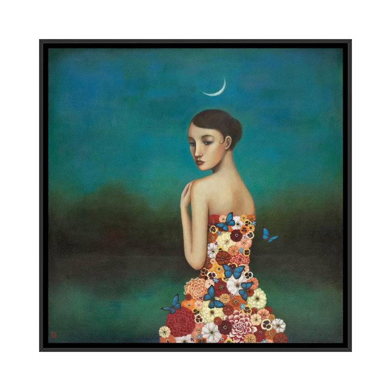 « reflective nature », impression carrée sur toile tendue, H 18 po x l 18 po x P 1,5 po, Toile avec cadre noir, Pas de tapis