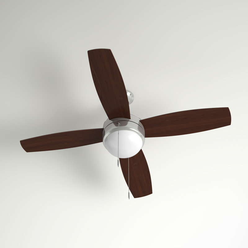 Phaze 52'' Ceiling Fan with Light Kit, Brushed Polished Nickel with Dark Oak Blade