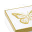 Boîte de rangement papillon en or et blanc, panneau de fibres à densité moyenne décoratif et boîte en acrylique avec couvercle à charnière pour bijoux, souvenirs et articles essentiels, 7 po x 3 po 