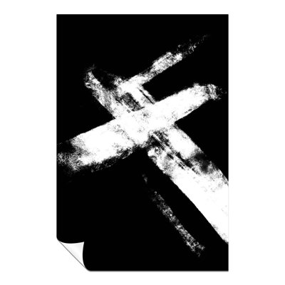 Black And White Crossed Stroke Paint Colorsplash - No Frame Print