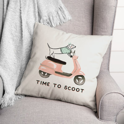 Dog Scooter Square Pillow Cover & Insert