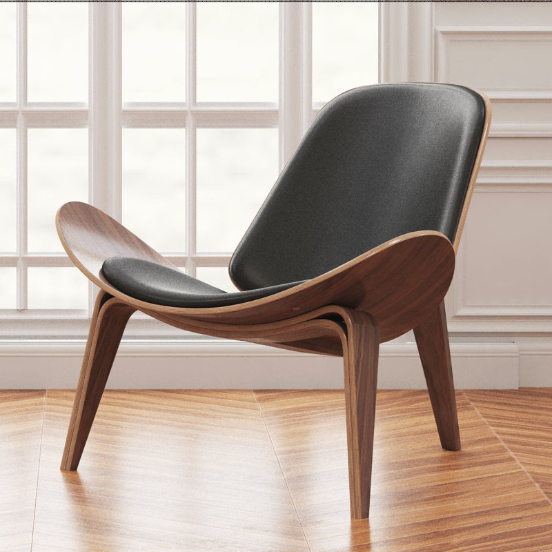Fauteuil Arch Shell, Cuir noir