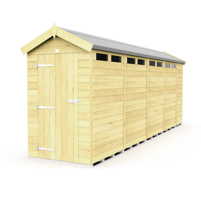 4ft x 19ft Apex Security Shed - Single Door
