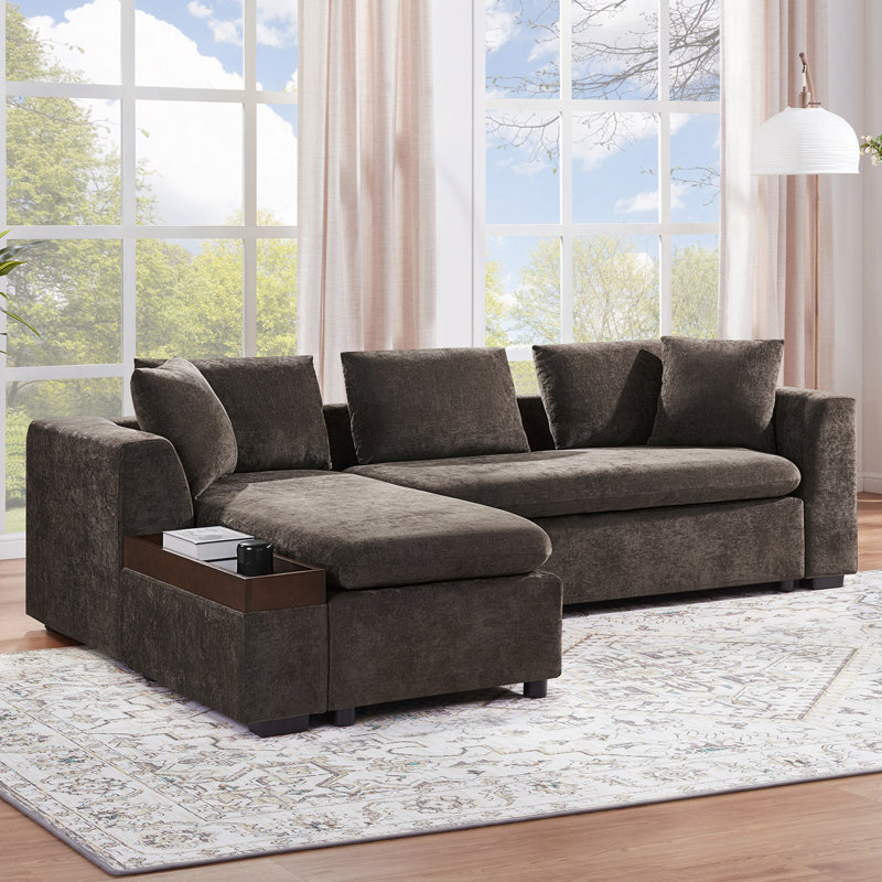 Canapé modulaire avec canapé de rangement en L 93,7 po, Brun