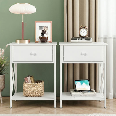 21.7'' Tall 1 - Drawer Nightstand with Charging Station, Rustic Bedside Table and Built-In Outlets