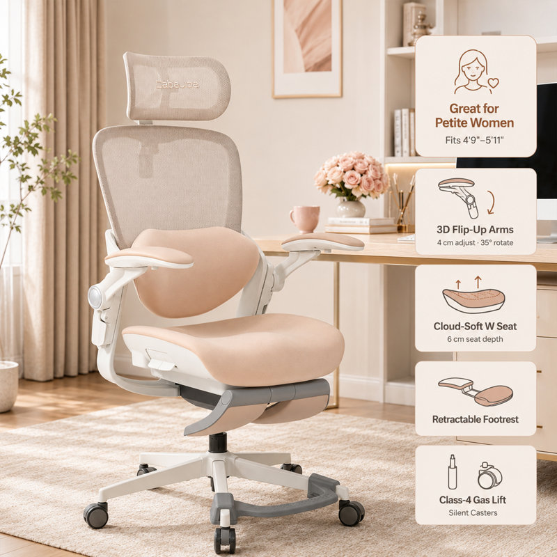 Cablady S2 Ergonomic Office Chair in Cream White, Beige