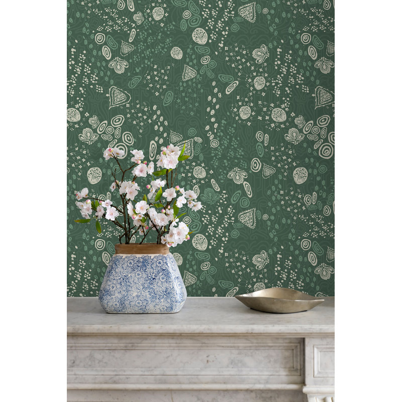 Yuki Osada Floral Wallpaper Double Roll, Green