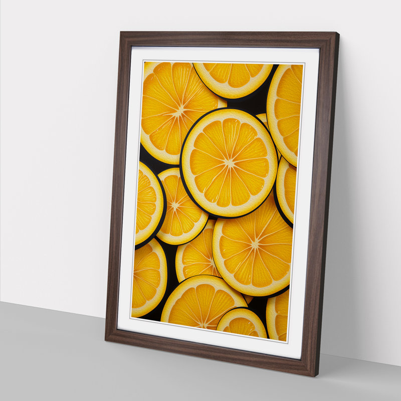 Lemon Fruit Op - Framed Print, Walnut, 34cm H x 25cm W x 2cm D