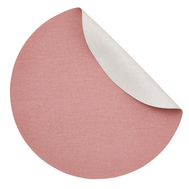Chic Denim 100% Phthalate-free Vinyl Round Placemats, Pink/White