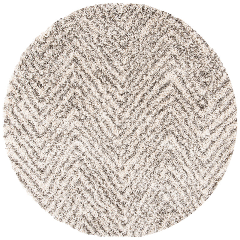 Adessa Shag Performance Chevron Rug, Round 5'