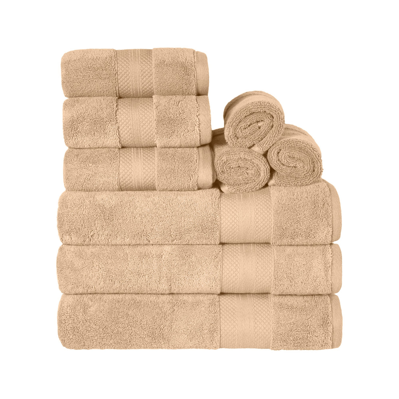 Finnian Turkish Cotton Bath Towel, Hazelnut, 9 Piece Towel Set