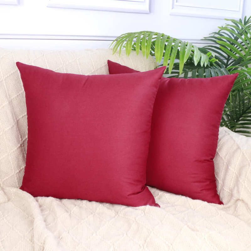 4-Pack 100% Cotton Comfortable Solid Decorative Throw Pillow Case, Square Cushion Cover Pillowcase Sublimation Blank Pillow Covers DIY Throw Pillowcase For Couch(18X18 Inch/ 45X45cm,Dark Red)