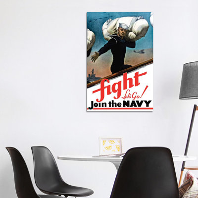 WWII Poster Of A United States Sailor Heading Off To War by Stocktrek Images - Wrapped Canvas Print