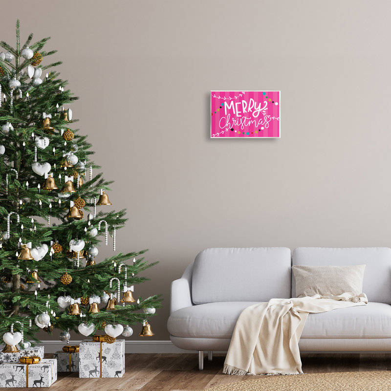 «Merry Christmas over Pink Stripes», art par Louise Allen Designs, H 10 po x l 15 po
