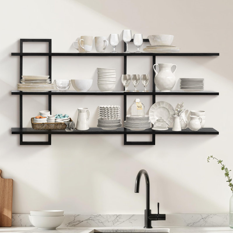 3 Piece Tiered Shelf, Black