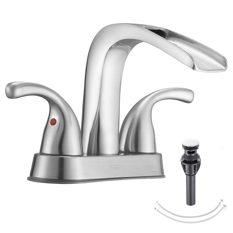 Robinet de salle de bain à ensemble central avec bonde, Nickel brossé
