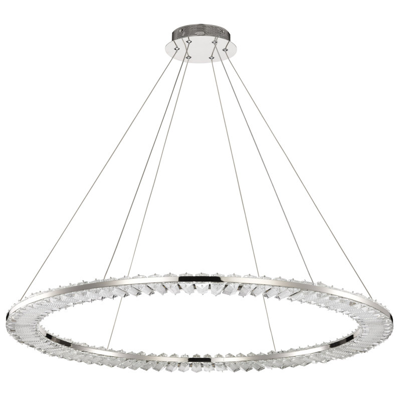 Stoker - LED 36 Inch Round Pendant - Polished Nickel Finish - K9 Crystal, 1.25" H x 35.88" W x 35.88" D