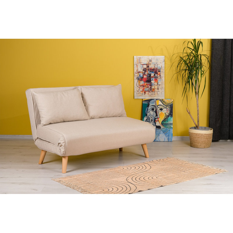 Allinson 120cm Upholstered Convertible Sofa, Cream