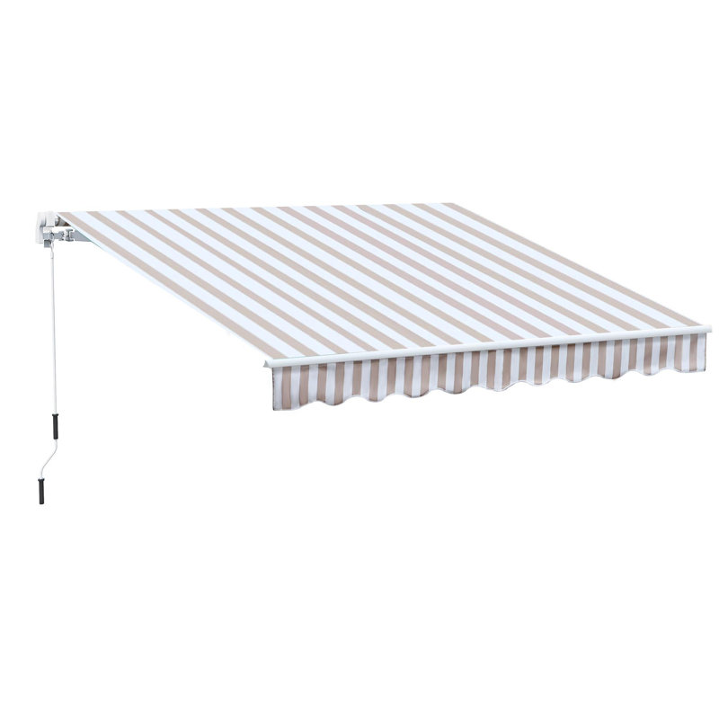 Auvents rétractables, Rayures beiges, H 59 po x l 116,3 po x P 96,5 po