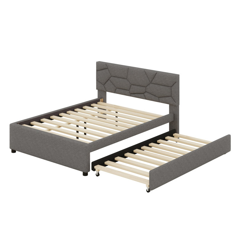 Lit plateforme tapissier Modern, Gris