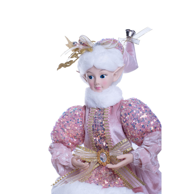 Elf élisabéthain rose assis
