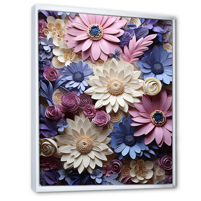 «Population Daisy Bloom Simple Beauty I», reproduction d'art sur toile, Cadre flottant blanc, H 32 po x l 16 po x P 1 po