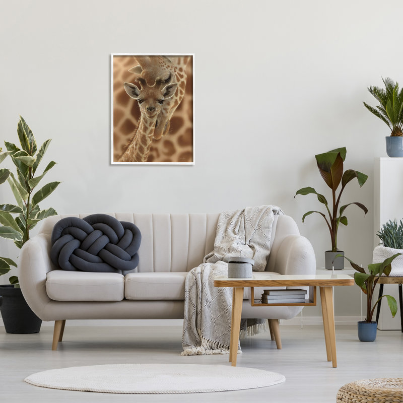 32_, "Girafe de bébé avec mère, motif de safari sur toile tendue" par Collin Bogle, H 30 po x l 24 po