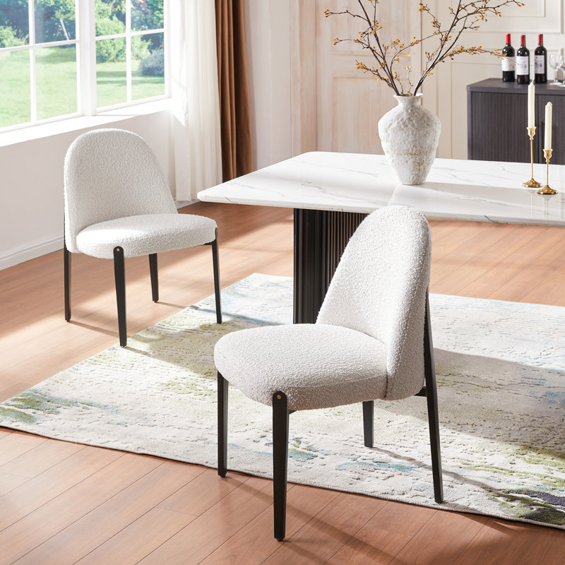 Chaises de salle à manger rembourrées 2 pièces, 2 pièces, Blanc
