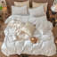 Ensemble de housse de couette à rayures 100% coton lavé MooMee-111721003-118026350